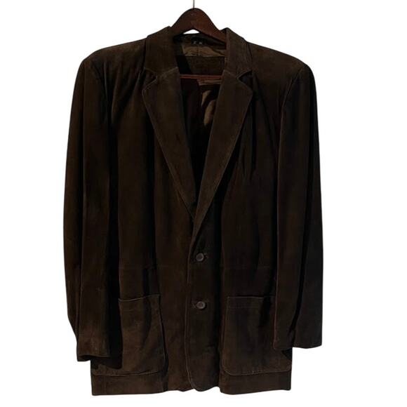 VTG NWT Georgetown Leather Design Suede Sportcoat Blazer Mens Brown Size 42 Med - Picture 1 of 7